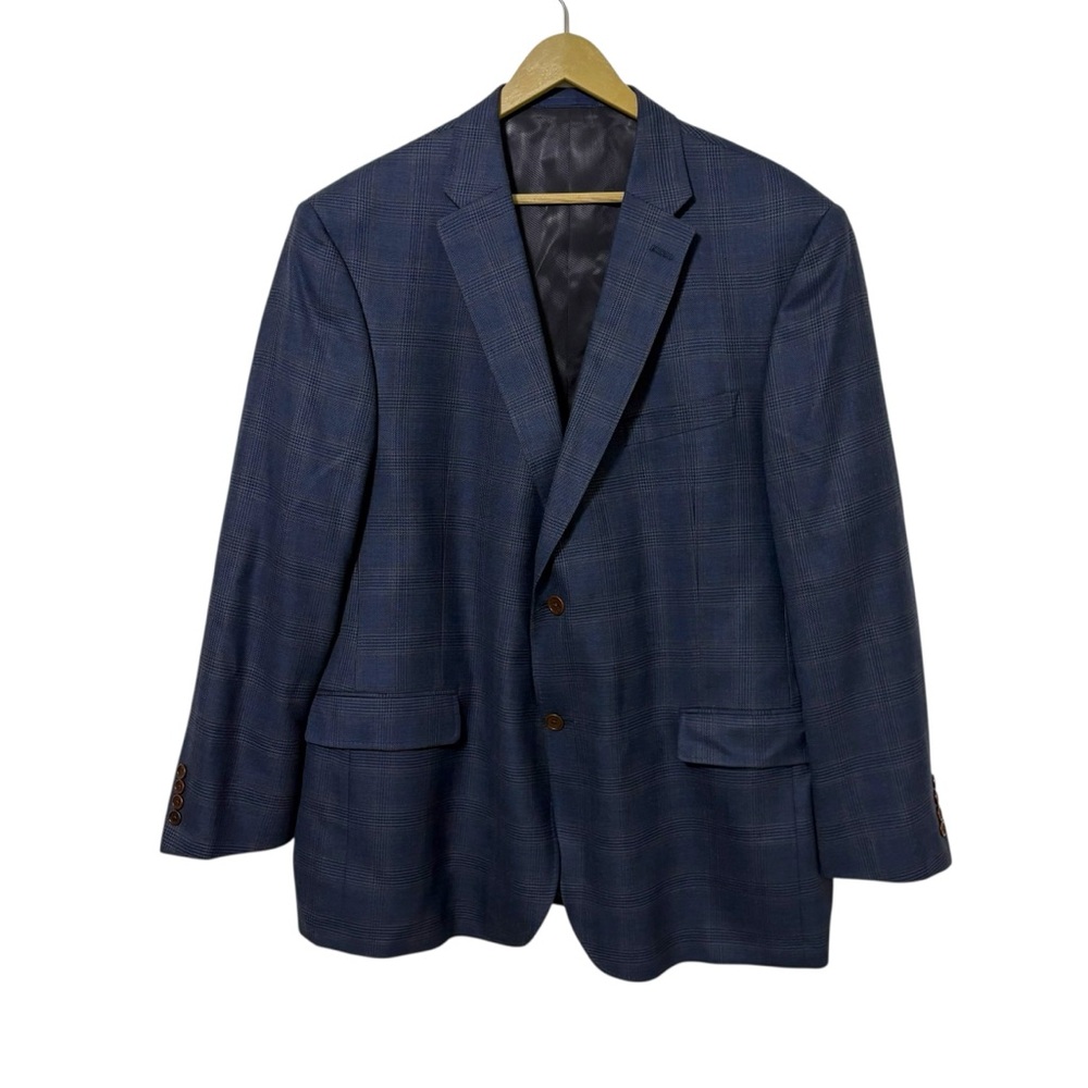 Loro Piana for Daniel Cremieux 48R Navy Plaid Blazer Jacket Sport Coat Formal